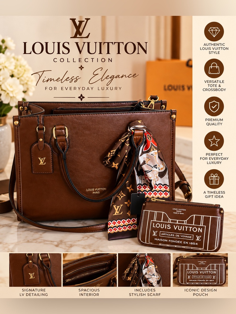 Brown Leather Shoulder Tote